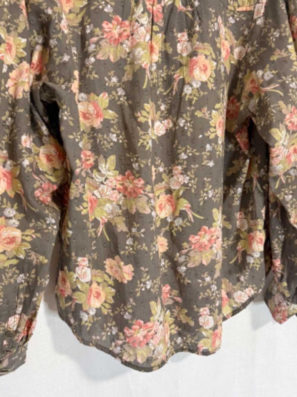 Anthropologie Gray & Pink Floral Print Michaela Cotton Peasant Blouse Size Small - Picture 7 of 11